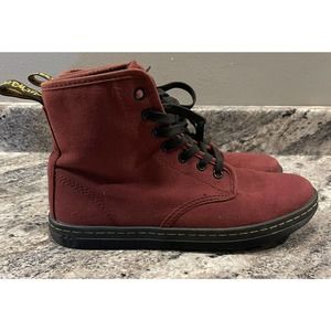 Dr. Martens Burgundy Canvas Ankle Boots